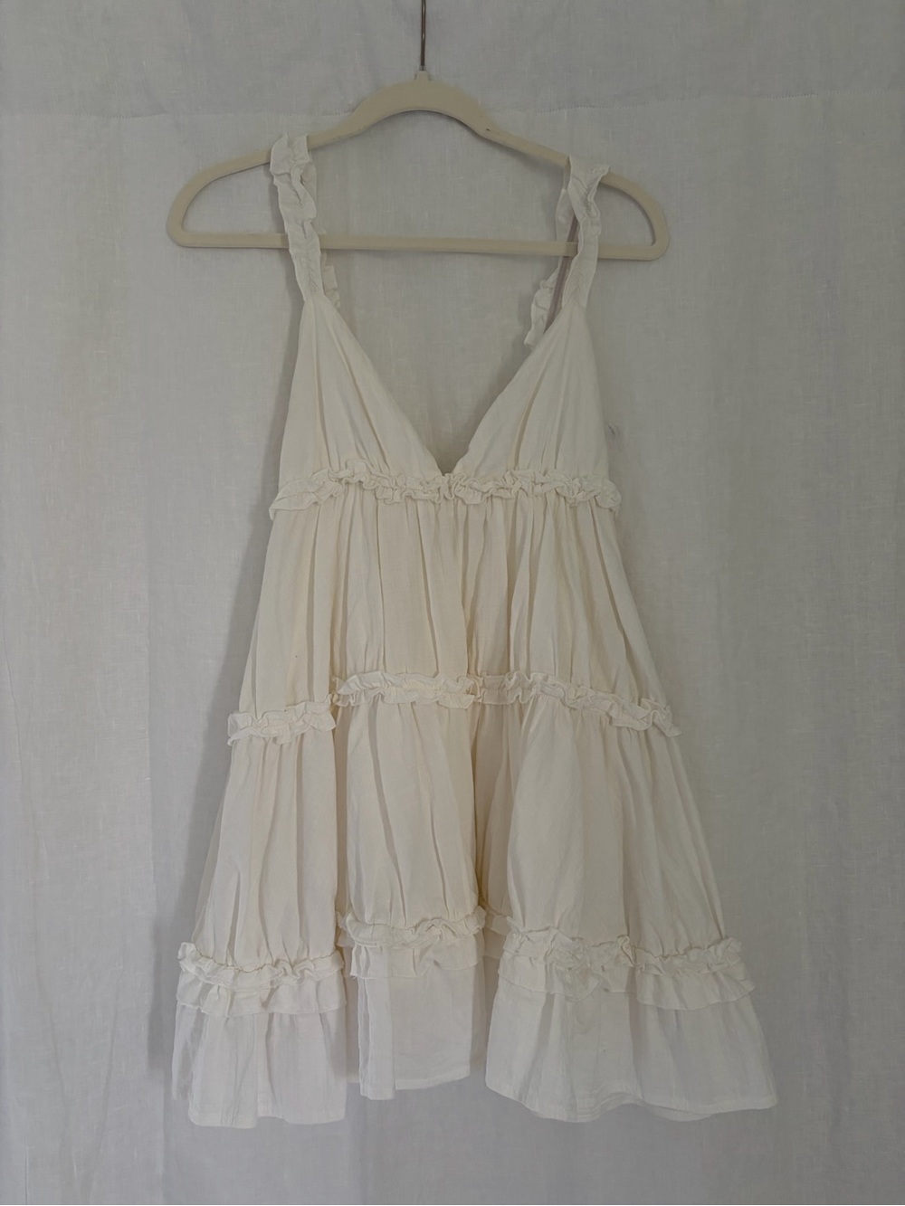 Princess Polly Cream Ruffle Tiered Mini Dress